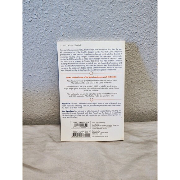 Amazing Mets Trivia: By Ross Adell, Ken Samelson Vintage A Piece Of History Gem - Picture 3 of 4